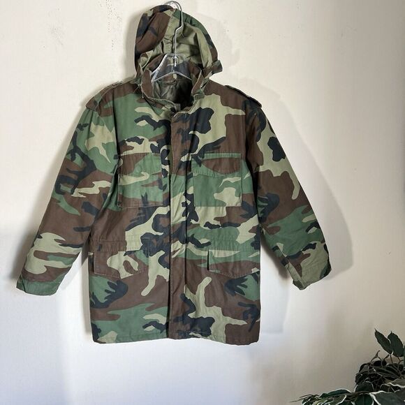 Rothco Ultra Force Junior GI Boys Large Camo Field Jacket Coat Puffer Green Hood
